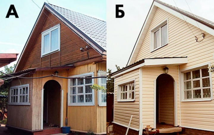 Старый деревянный дом, спрятавшийся под панелями и ставший похожим на новый.